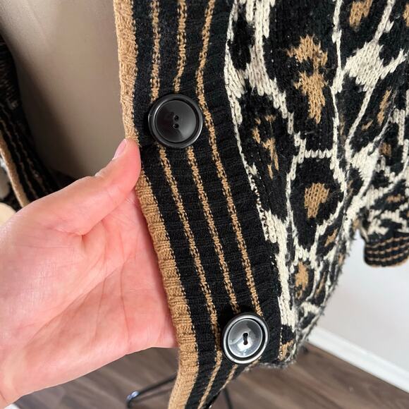 Vtg Y2K 2000s Leopard Print Button Cardigan Wmns S Casual Lounge - Picture 2 of 9